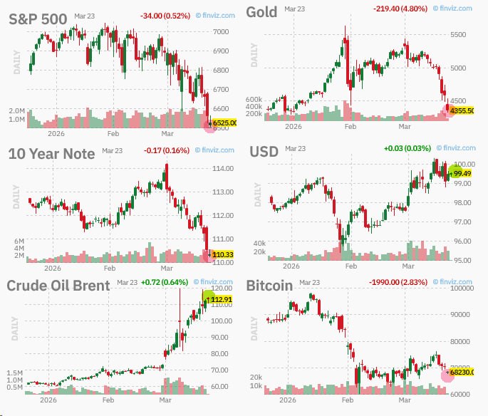 📉 МАРКЕТЫ В КРАХЕ: SP500, ОБЛИГАЦИИ, ЗОЛОТО И БИТКОИН ПАДАЮТ, НЕФТЬ РАСТЁТ