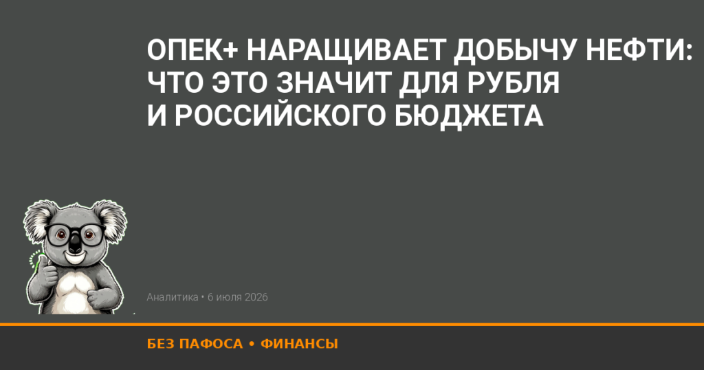 ОПЕК+ наращивает добычу нефти: что это значит для рубля и российского бюджета