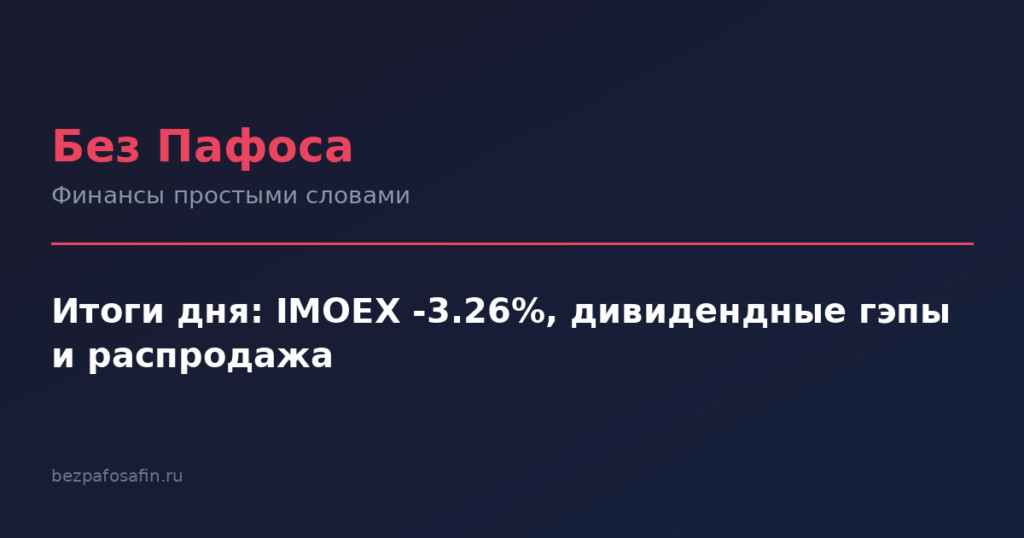 Итоги дня: IMOEX -3.26%, дивидендные гэпы и распродажа