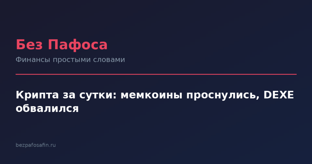 Крипта за сутки: мемкоины проснулись, DEXE обвалился
