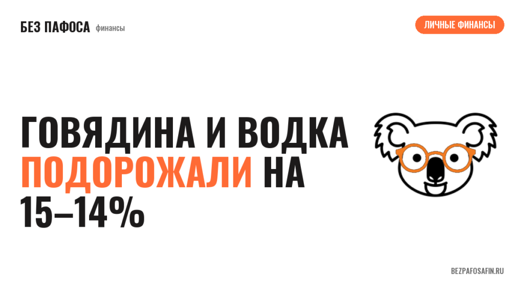 Говядина и водка подорожали на 15–14%