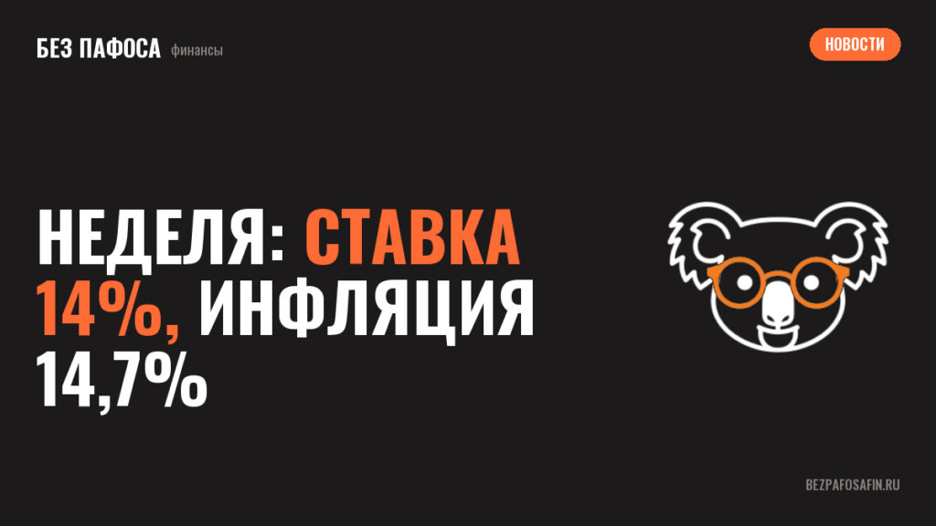 Неделя: ставка 14%, инфляция 14,7%