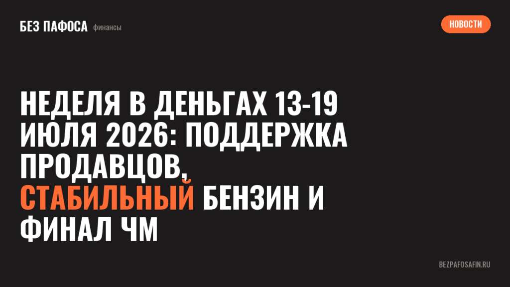 Неделя в деньгах 13-19 июля 2026: поддержка продавцов, стабильный бензин и финал ЧМ