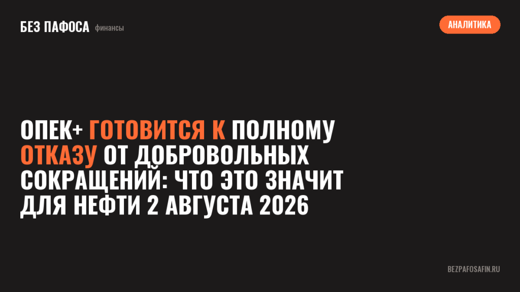 ОПЕК+ готовится к полному отказу от добровольных сокращений: что это значит для нефти 2 августа 2026