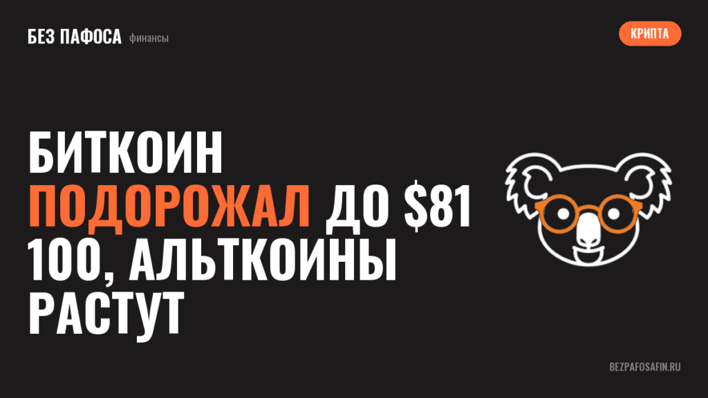 Биткоин подорожал до $81 100, альткоины растут