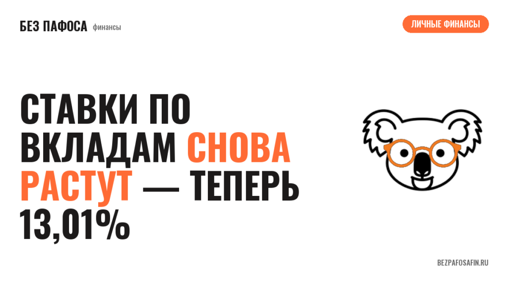 Ставки по вкладам снова растут — теперь 13,01%